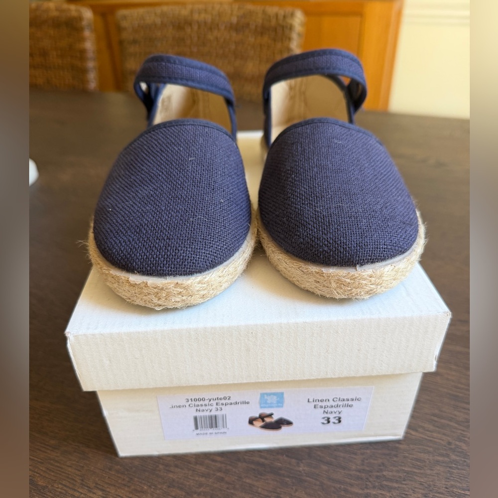 Elephantito Navy Canvas Mary Jane Espadrille Moccasins - Picture 2 of 4
